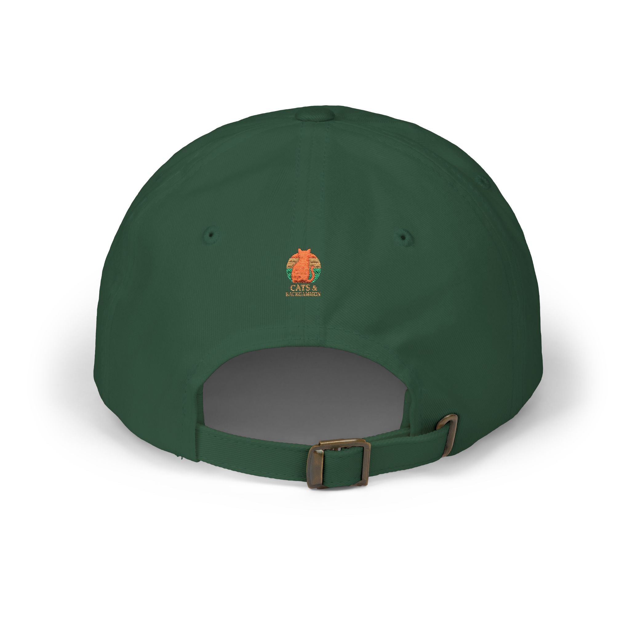 Cats & Backgammon Dad Cap — Retro Orange Cat Embroidered Baseball Hat