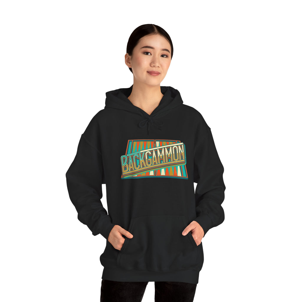 Backgammon Retro Unisex Heavy Blend™ Hooded Sweatshirt – Vintage Board Game Pullover for Players & Fans
