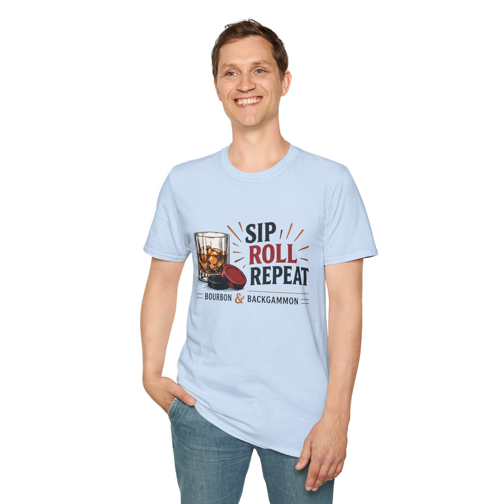 Sip Roll Repeat T-Shirt — Bourbon & Backgammon Tee