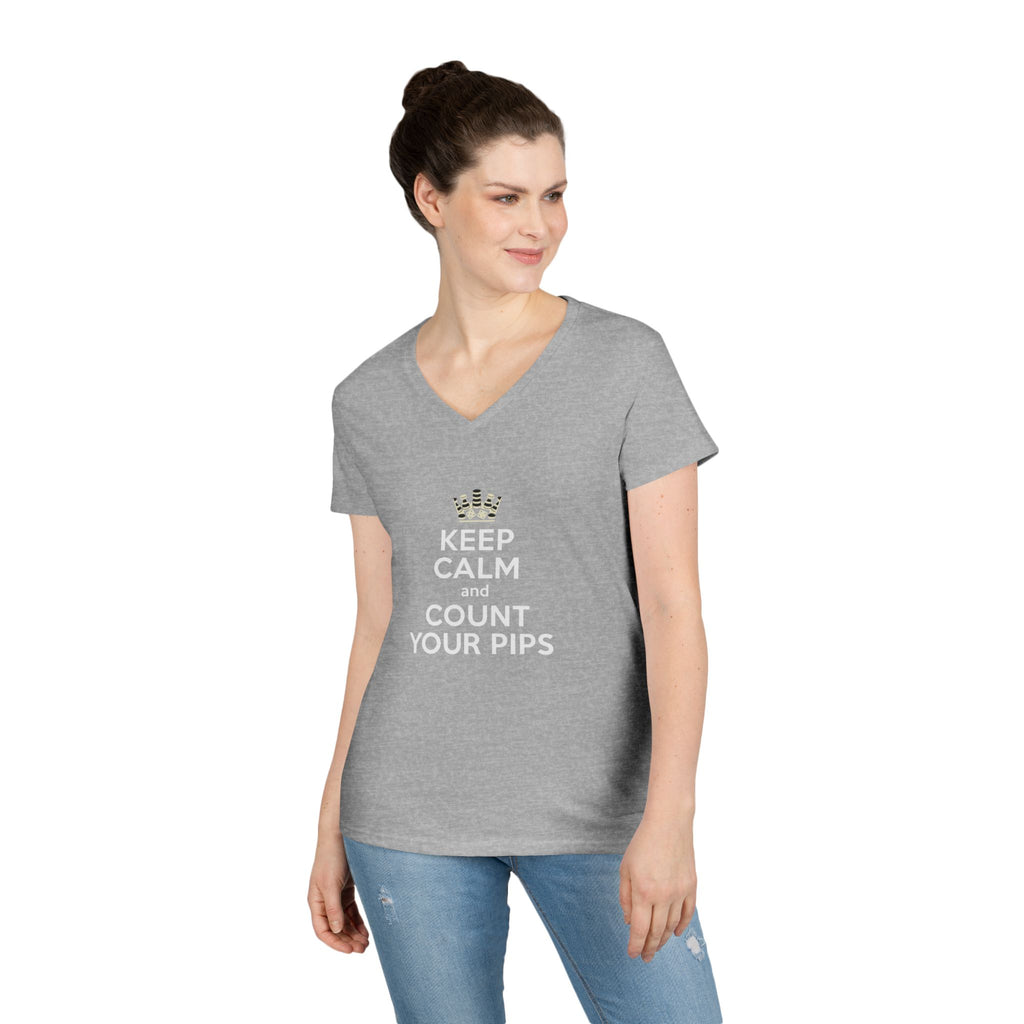 Keep Calm and Count Your Pips Ladies' V-Neck T-Shirt