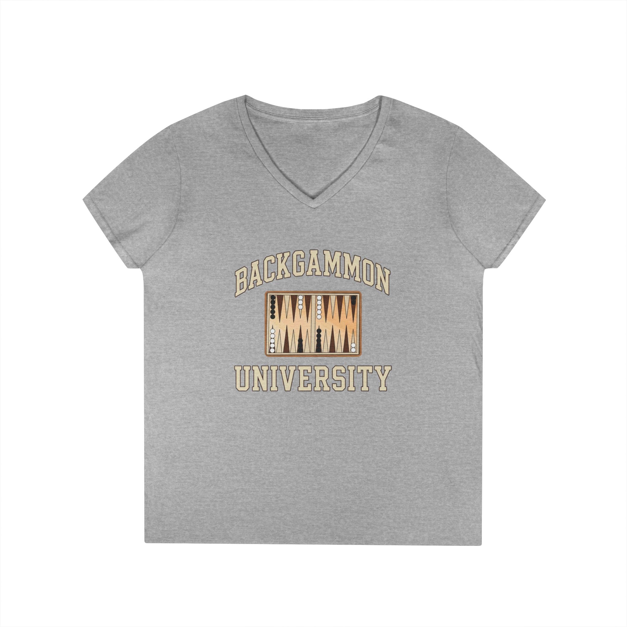Backgammon University 2 Ladies' V-Neck T-Shirt — Backgammon Board Graphic Tee