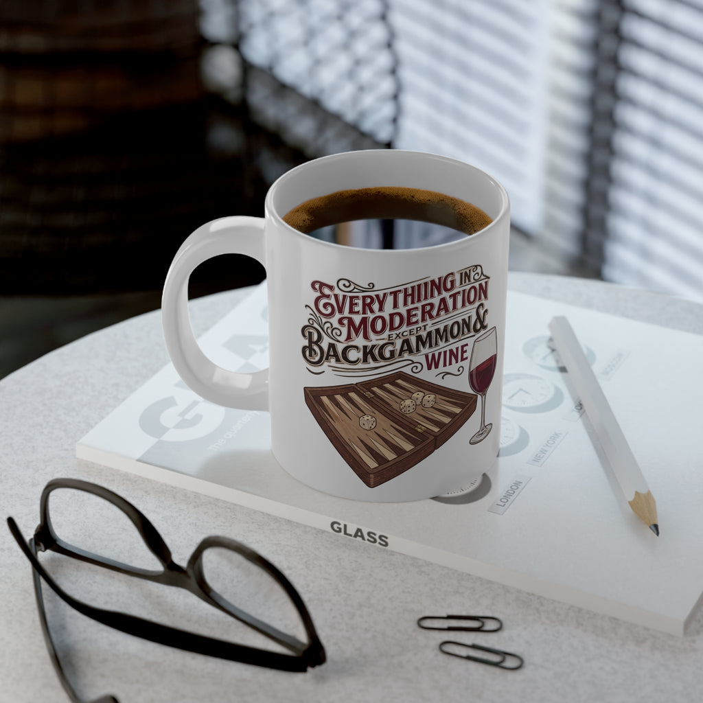 Everything In Moderation Except Backgammon And Wine Jumbo Mug, 20oz
