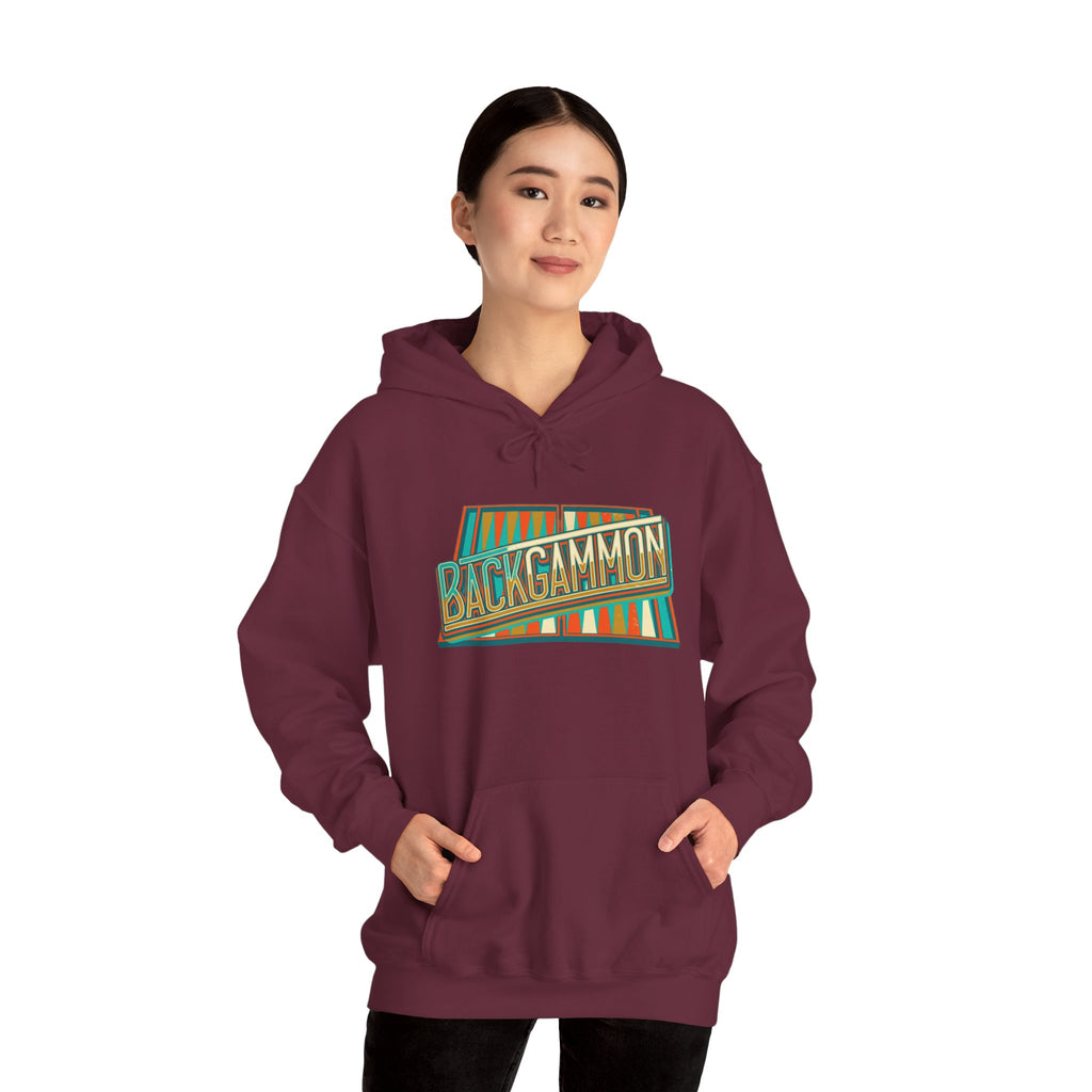 Backgammon Retro Unisex Heavy Blend™ Hooded Sweatshirt – Vintage Board Game Pullover for Players & Fans