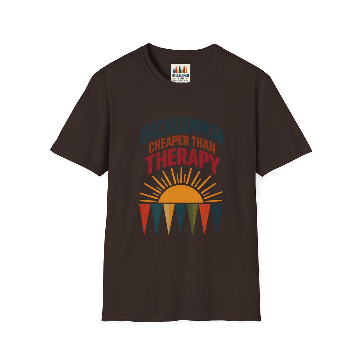 Backgammon Cheaper Than Therapy T-Shirt – Retro Sunset Board Game Tee