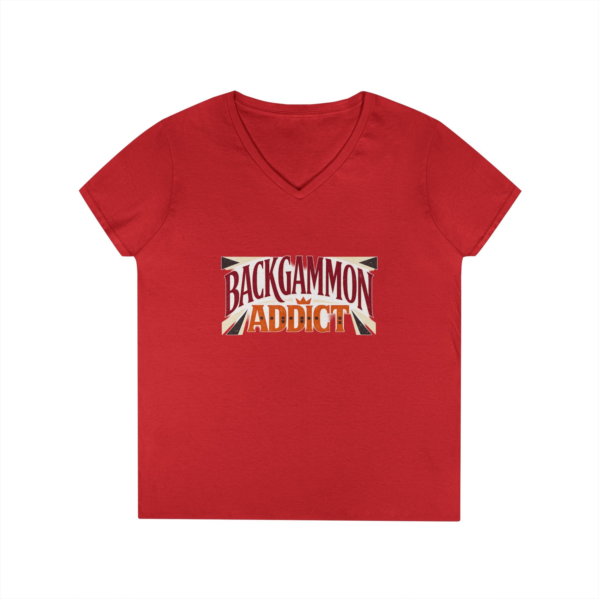 Backgammon Addict Ladies' V-Neck T-Shirt — Retro Game Lover Tee