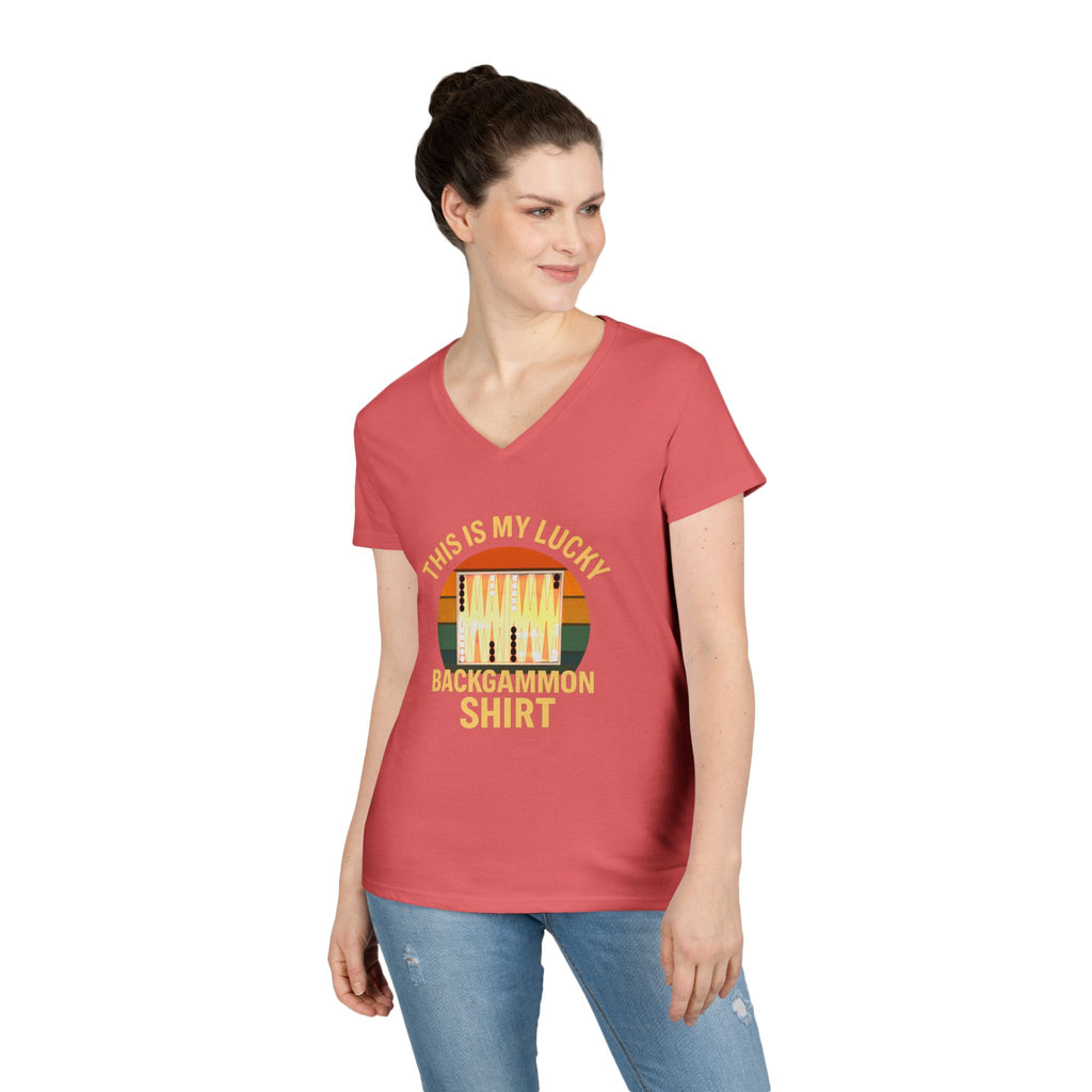This Is My Lucky Backgammon Shirt 2 Ladies V-Neck T-shirt