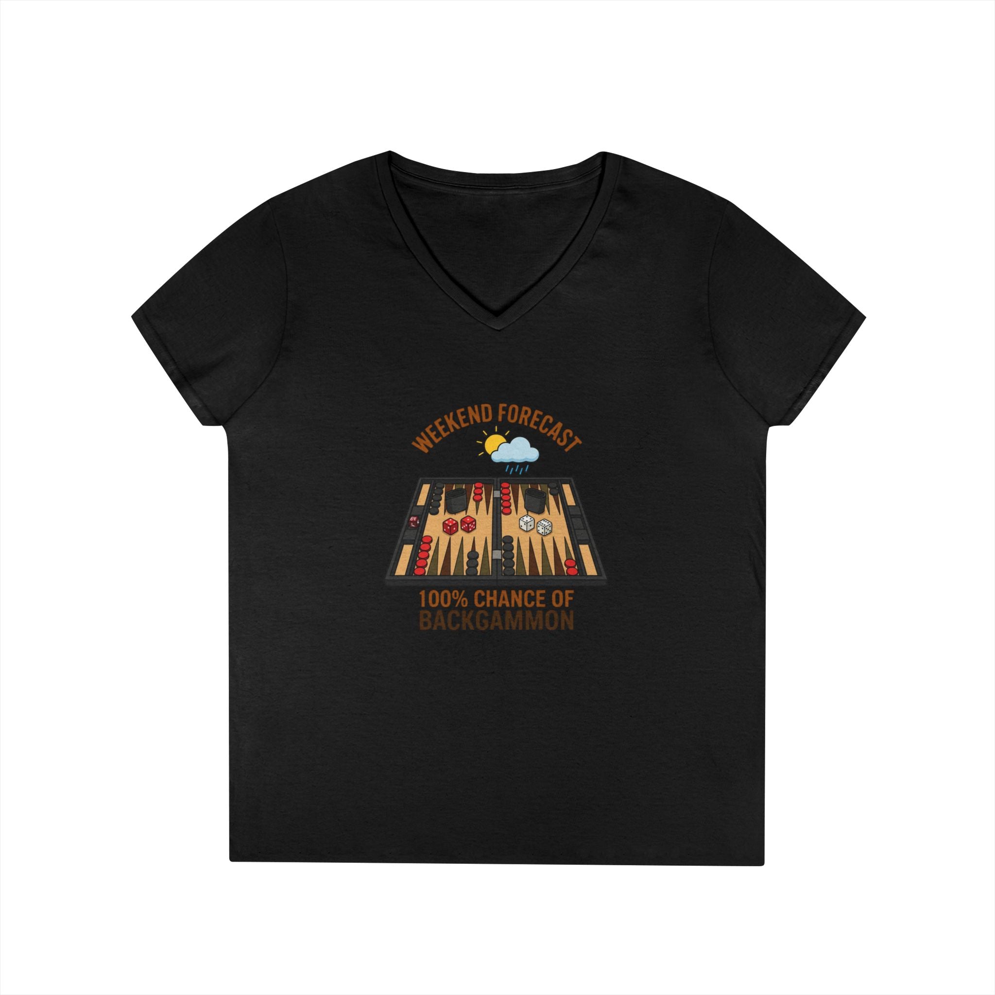 Weekend Forecast: 100% Chance of Backgammon Ladies' V-Neck T-Shirt