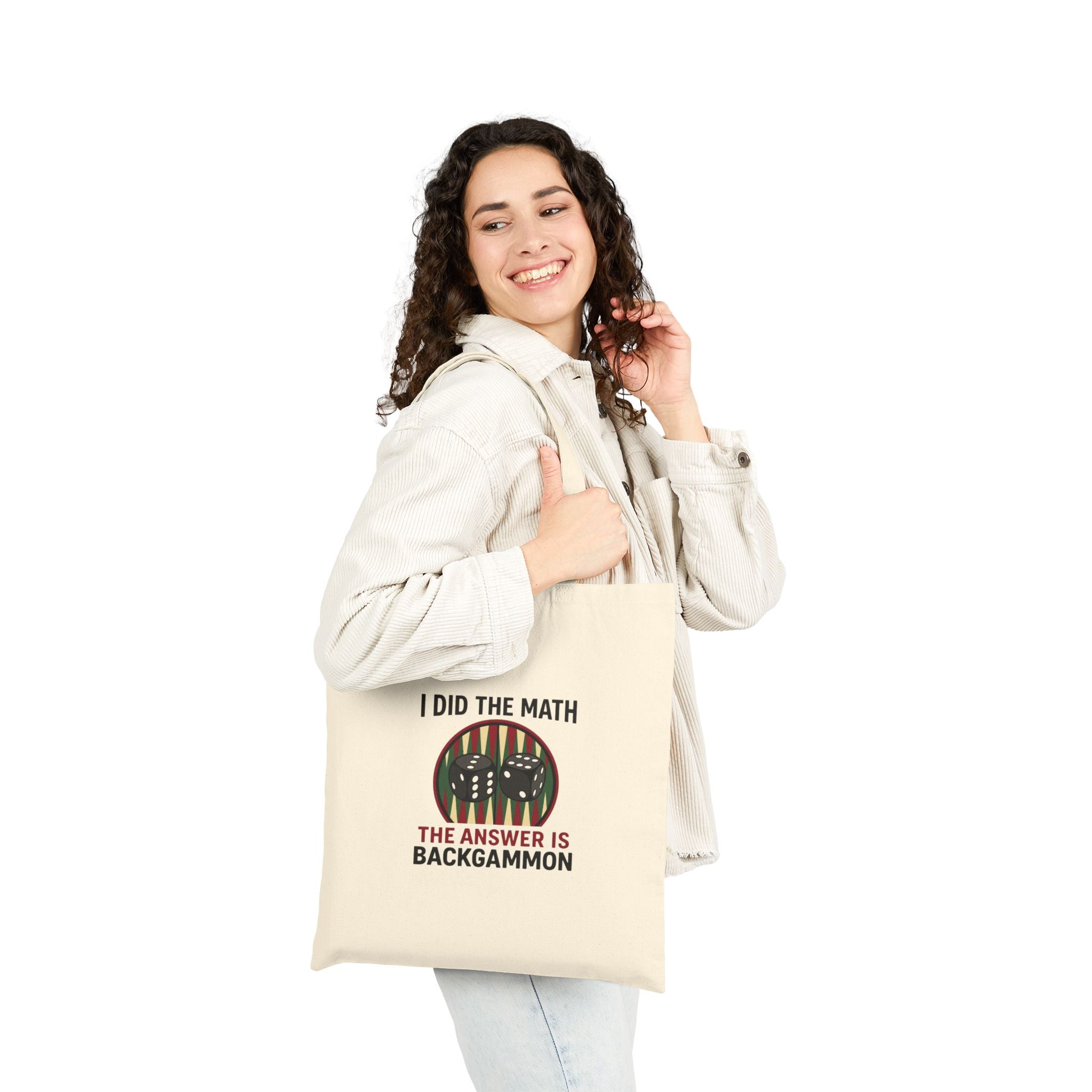 "I Did the Math, The Answer Is Backgammon" Cotton Canvas Tote Bag