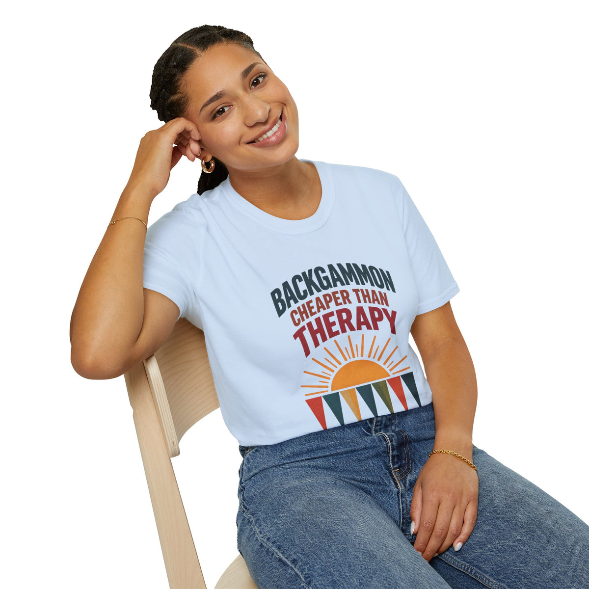 Backgammon Cheaper Than Therapy T-Shirt – Retro Sunset Board Game Tee