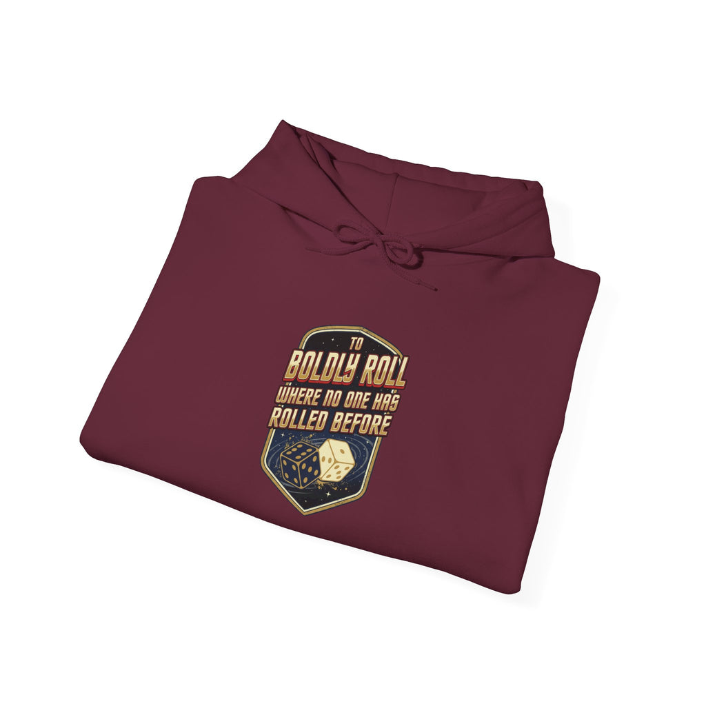 " To Boldly Roll Where No Die Has Rolled Before" Unisex Heavy Blend™ Hooded Sweatshirt