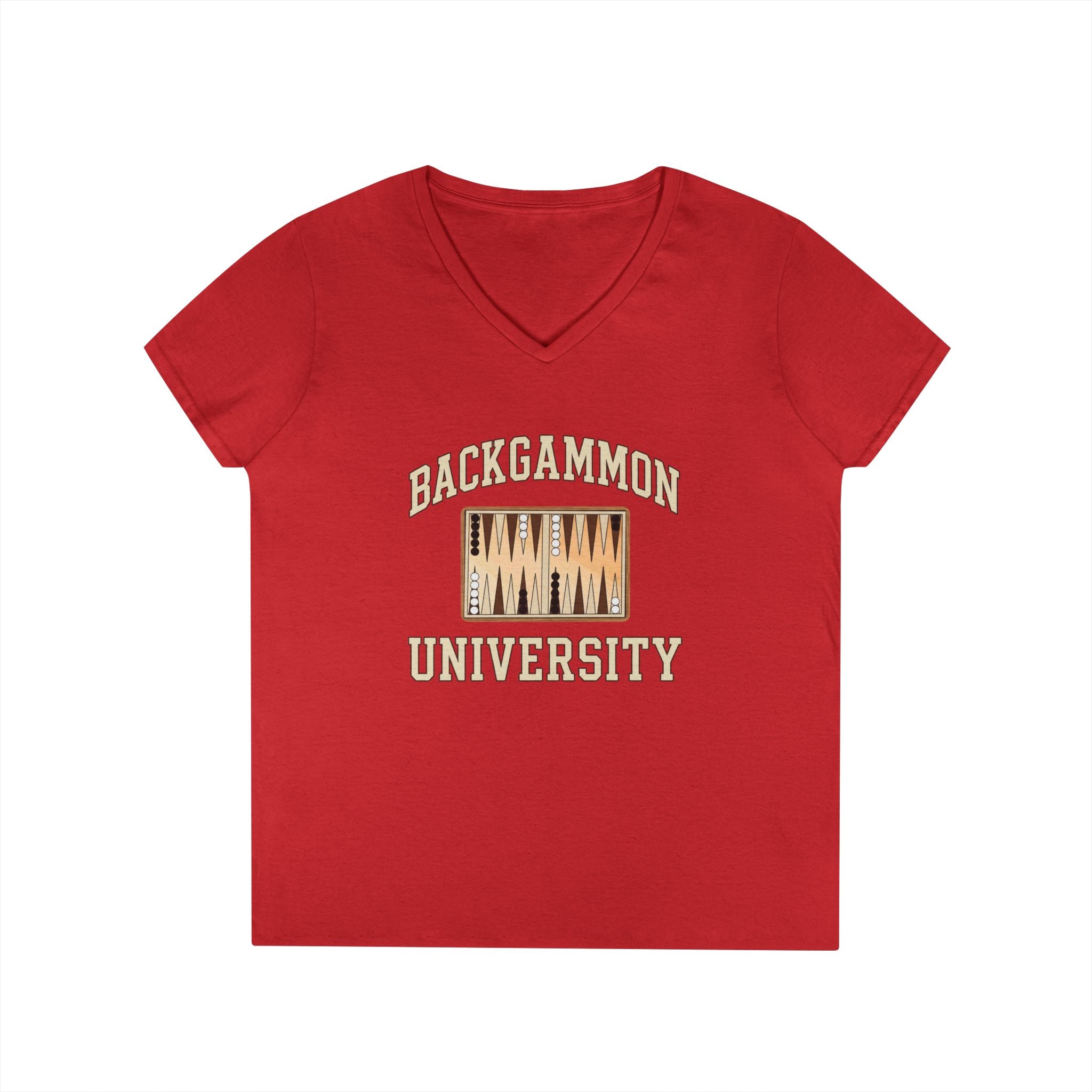 Backgammon University 2 Ladies' V-Neck T-Shirt — Backgammon Board Graphic Tee