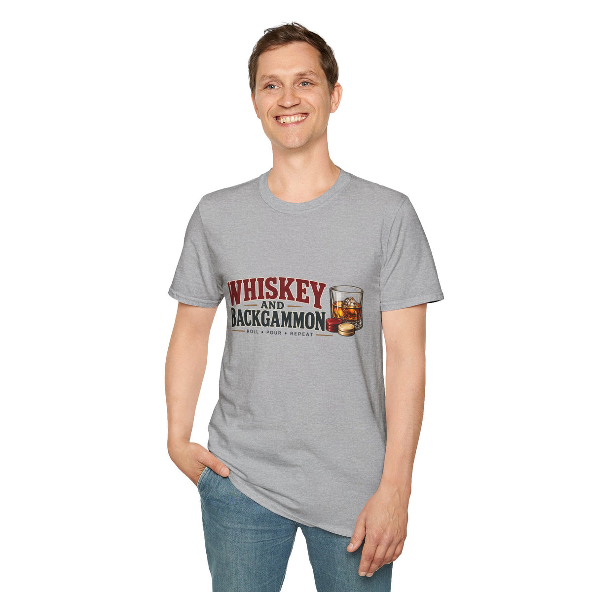 Whiskey and Backgammon T-Shirt — Vintage Bar Game Tee