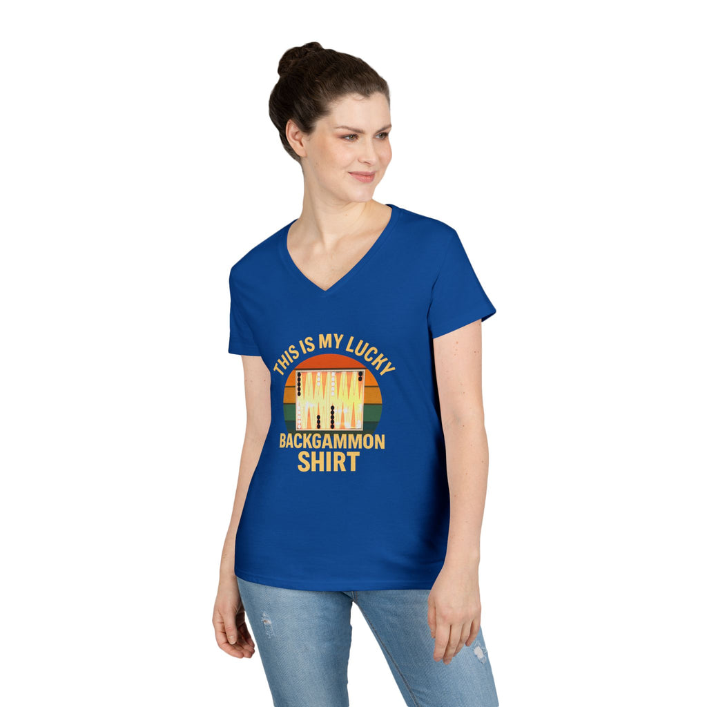 This Is My Lucky Backgammon Shirt 2 Ladies V-Neck T-shirt
