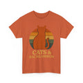 Retro Cat Silhouette Cats & Backgammon T-Shirt | Vintage Sunset Cat Tee