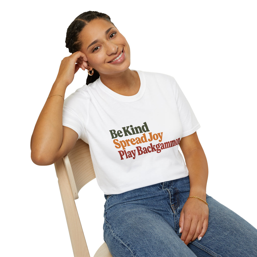 Backgammon T-Shirt — Be Kind Spread Joy Play Backgammon Tee