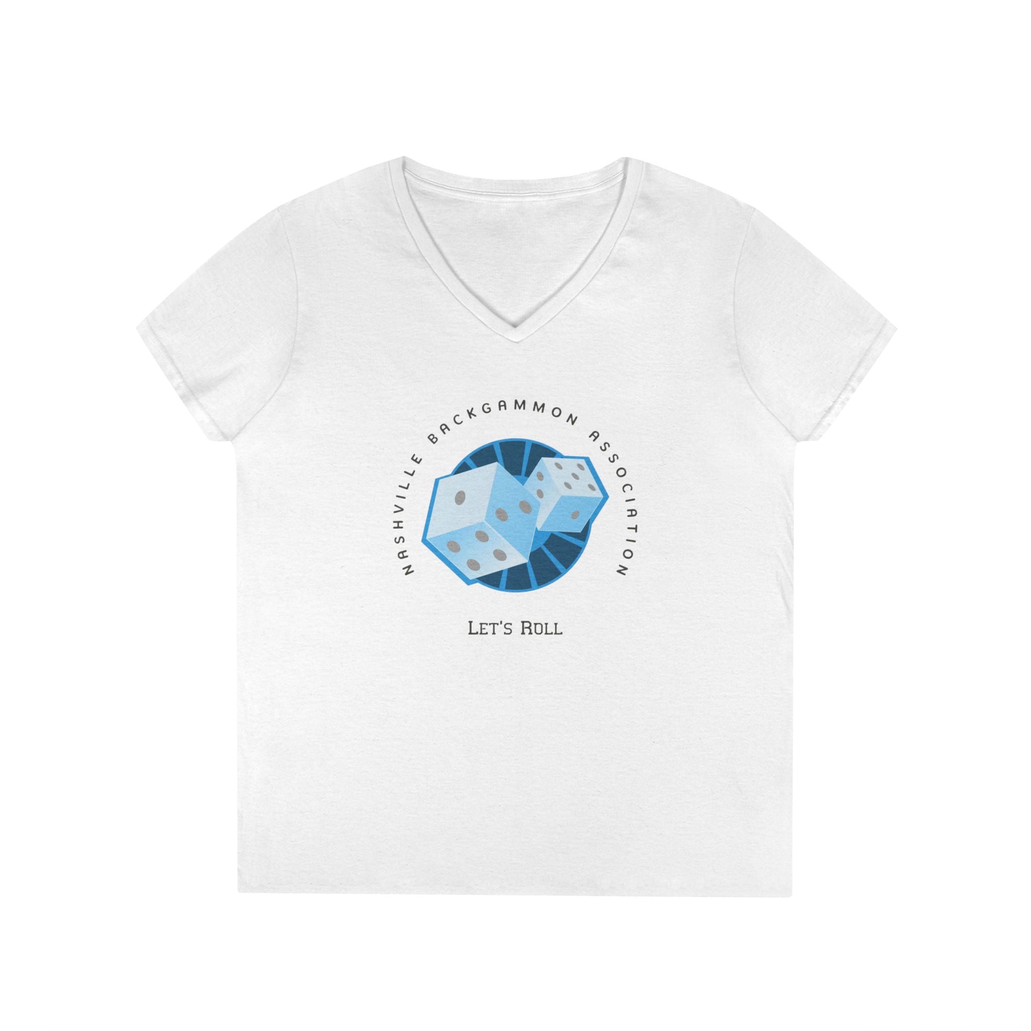 Nashville Backgammon Association Ladies' V-Neck T-Shirt — 'Let's Roll'  Gaming Tee