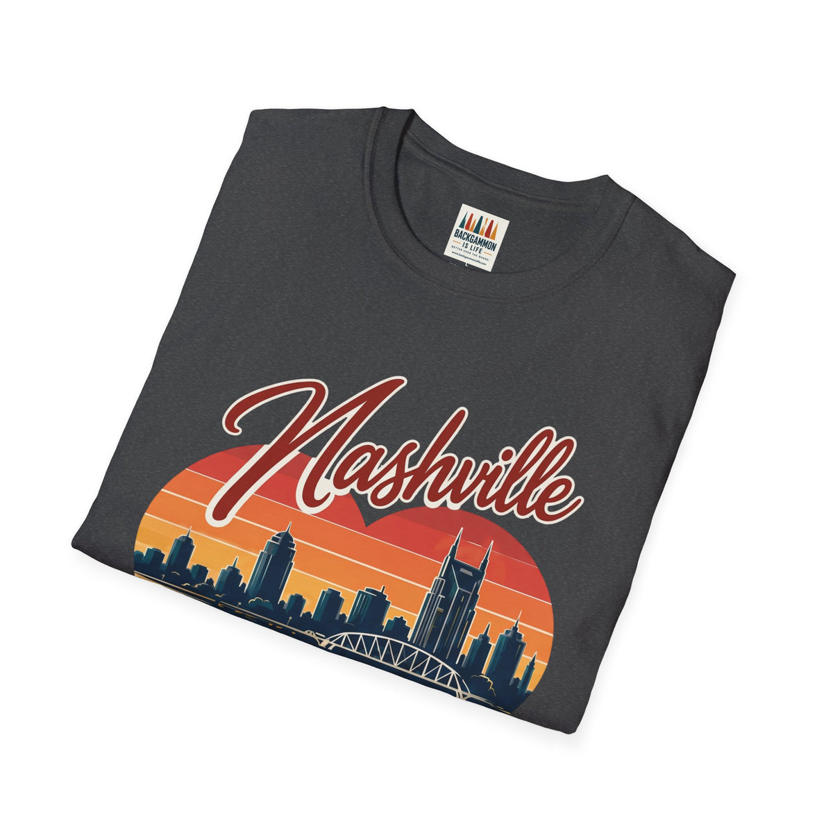 Nashville Backgammon T‑Shirt — Vintage Skyline Game Night Tee