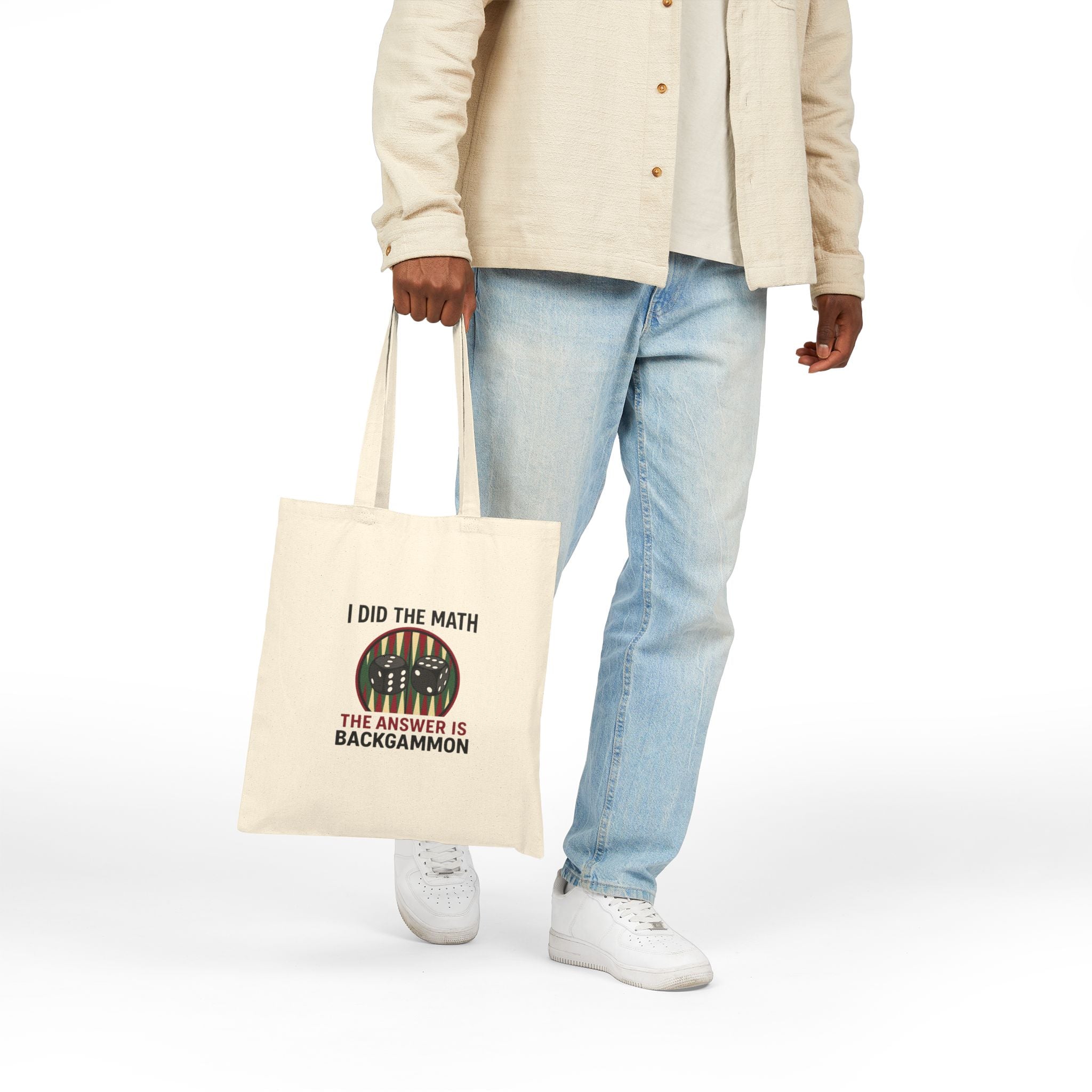"I Did the Math, The Answer Is Backgammon" Cotton Canvas Tote Bag