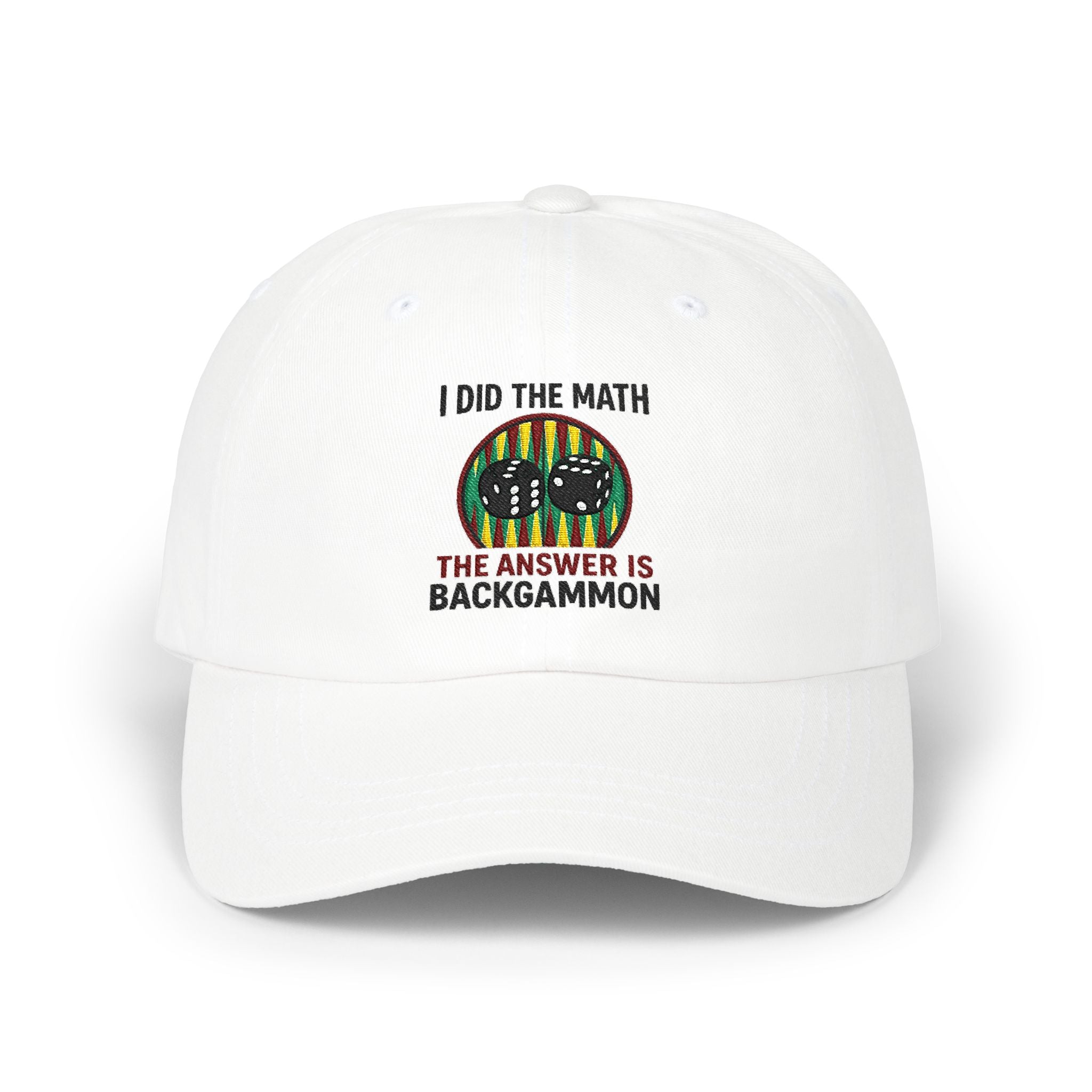 "I Did The Math, The Answer Is Backgammon" Embroidered Baseball Hat