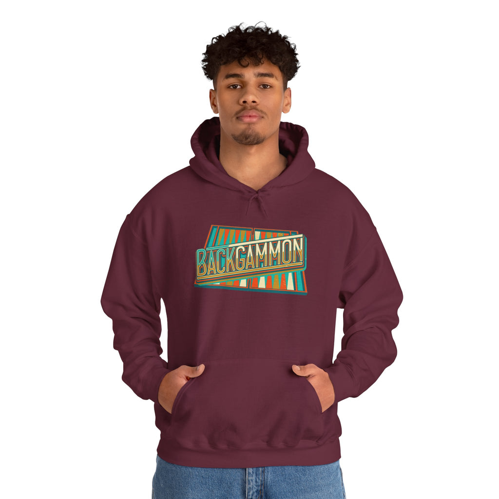 Backgammon Retro Unisex Heavy Blend™ Hooded Sweatshirt – Vintage Board Game Pullover for Players & Fans