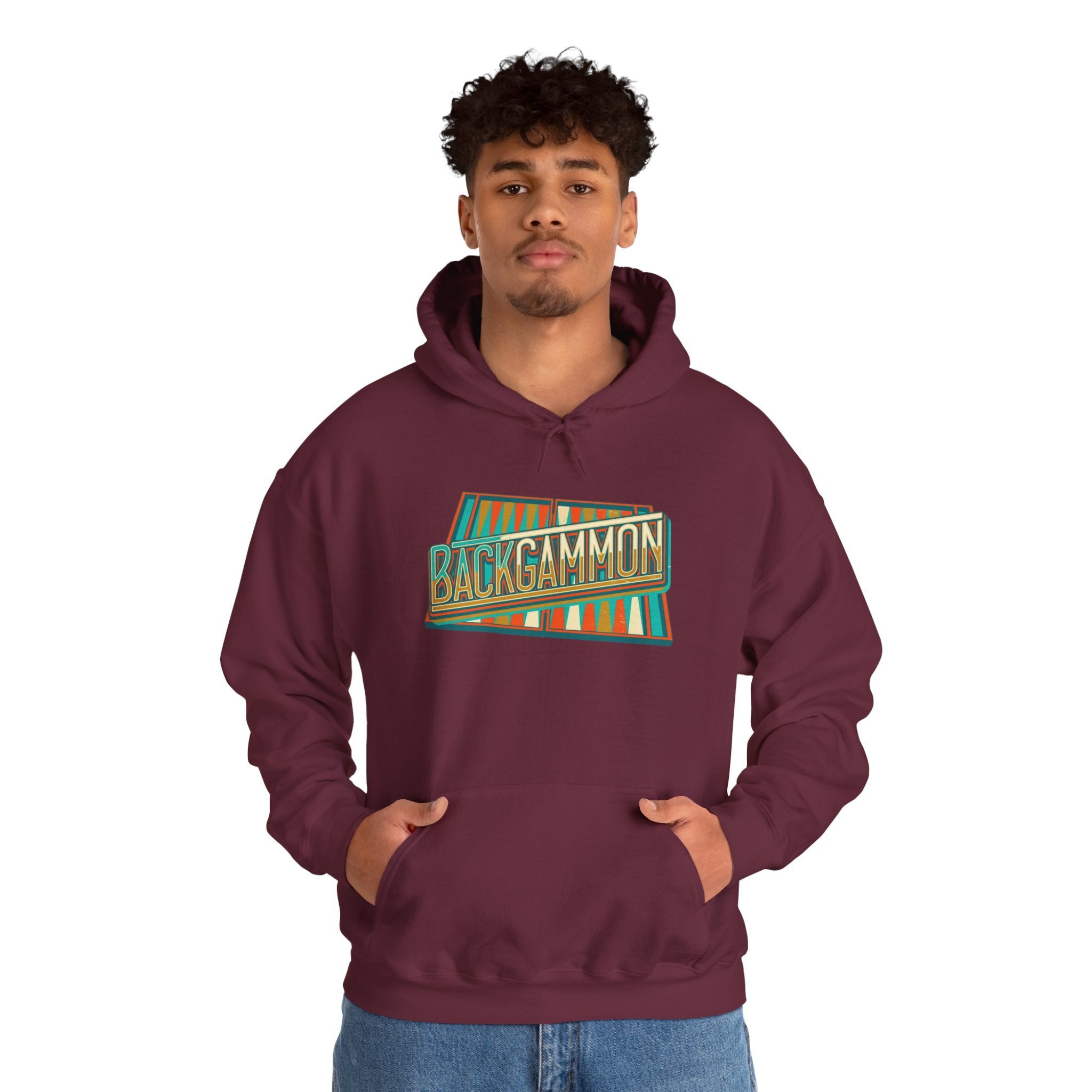Backgammon Retro Unisex Heavy Blend™ Hooded Sweatshirt – Vintage Board Game Pullover for Players & Fans
