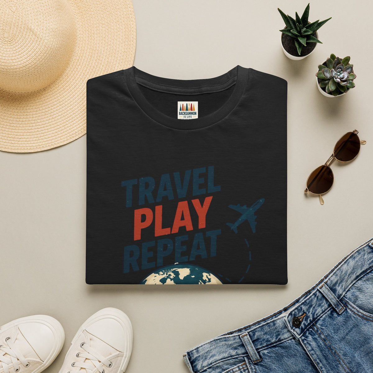 Travel Play Repeat T-Shirt – Backgammon