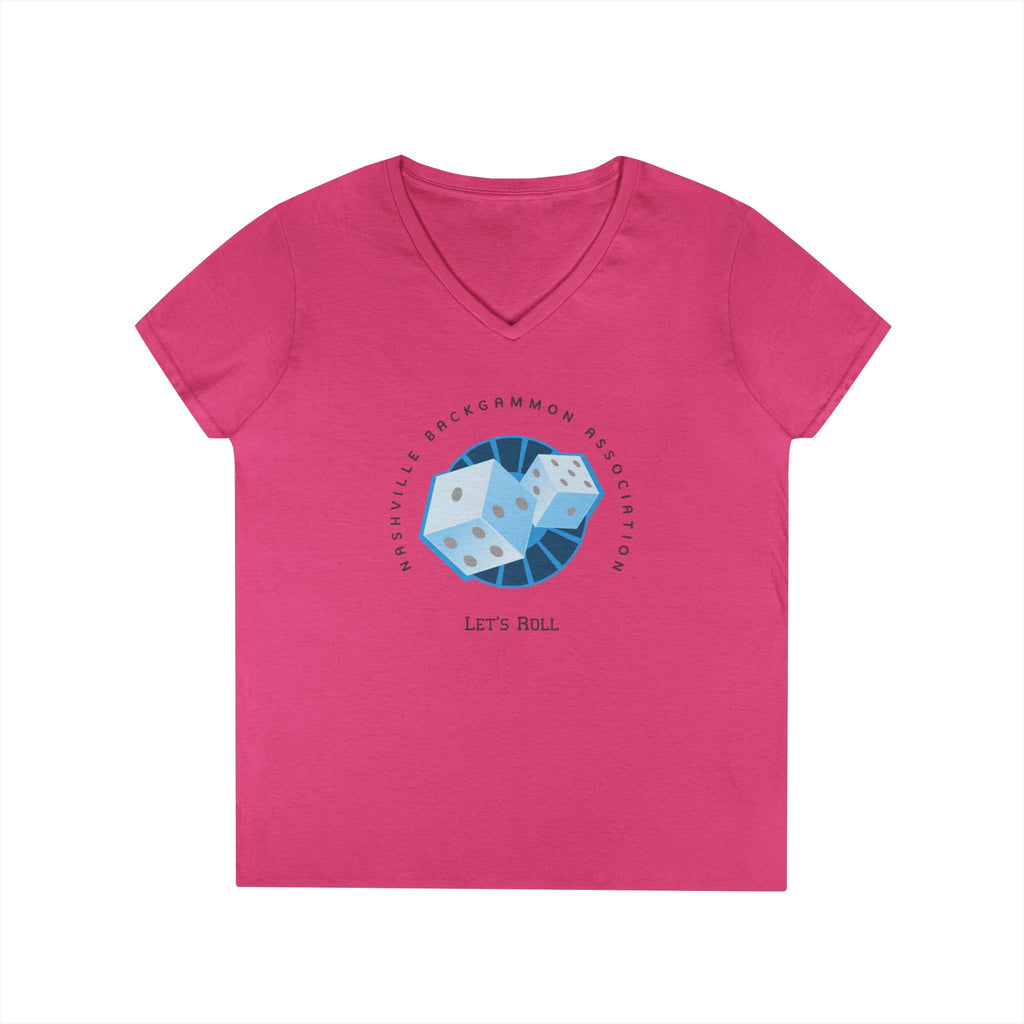 Nashville Backgammon Association Ladies' V-Neck T-Shirt — 'Let's Roll'  Gaming Tee