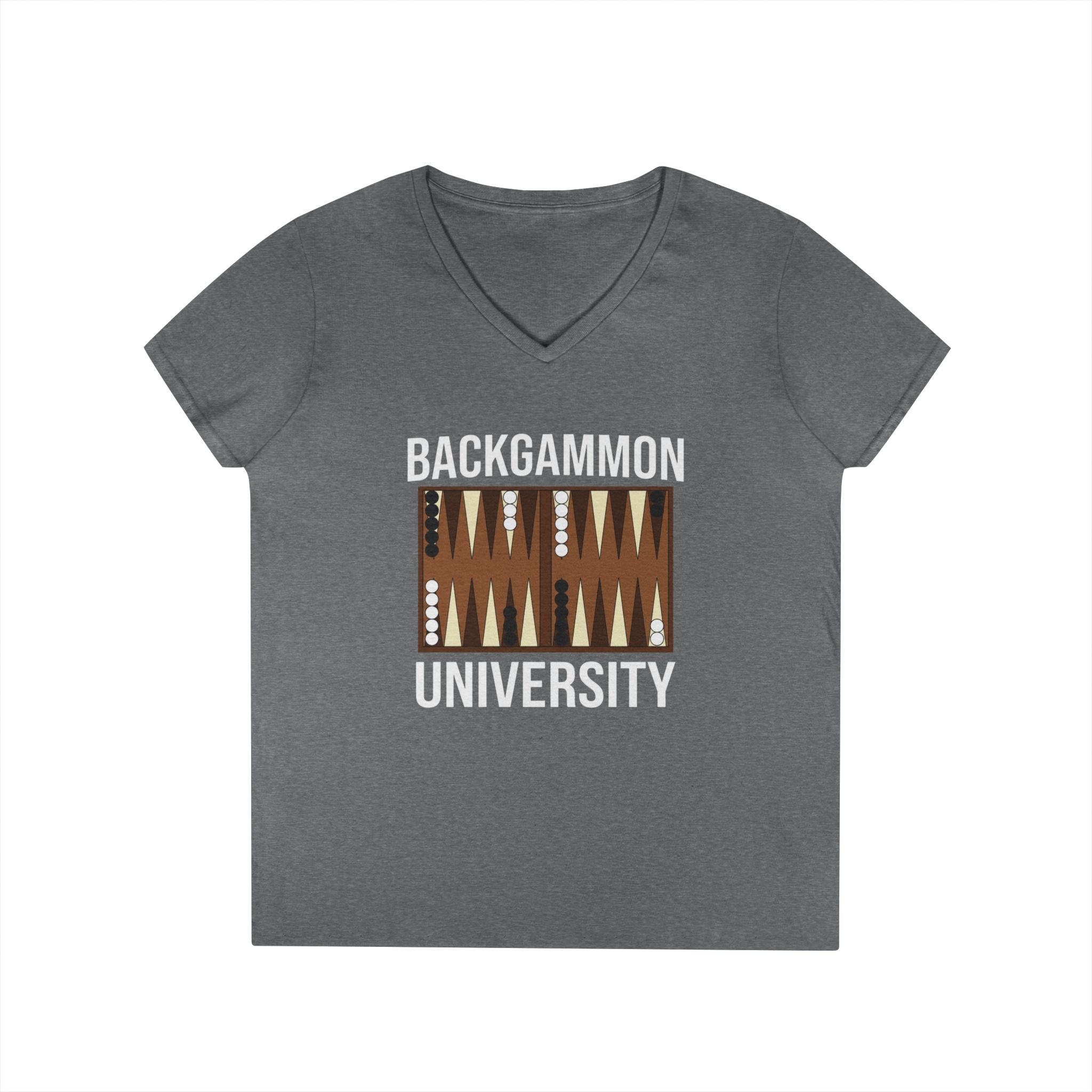 Backgammon University Ladies' V-Neck T-Shirt — Backgammon Board Graphic Tee
