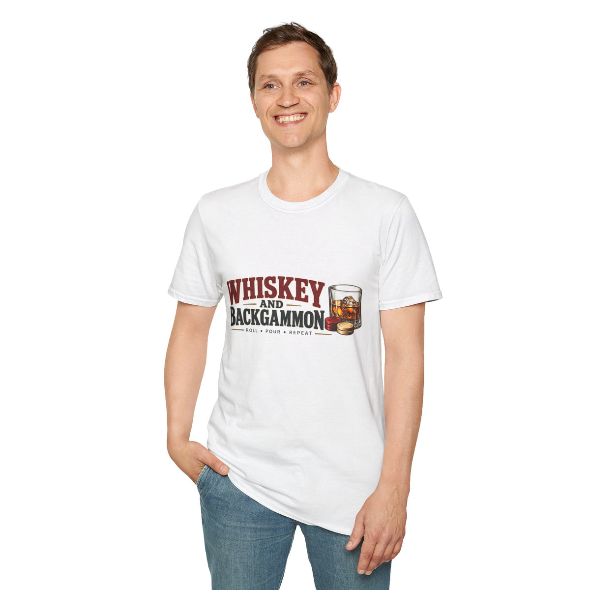 Whiskey and Backgammon T-Shirt — Vintage Bar Game Tee