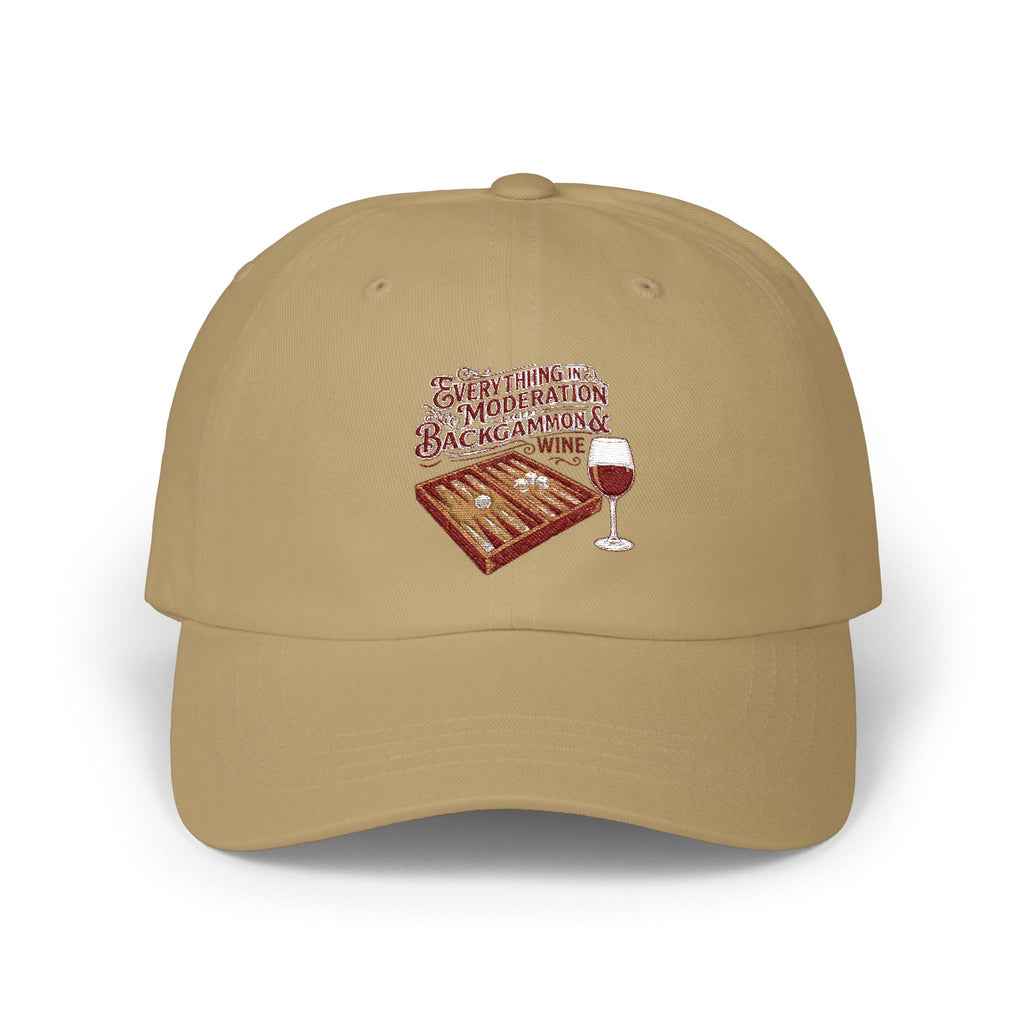 Everything In Moderation Except Backgammon And Wine Embroidered Baseball Hat