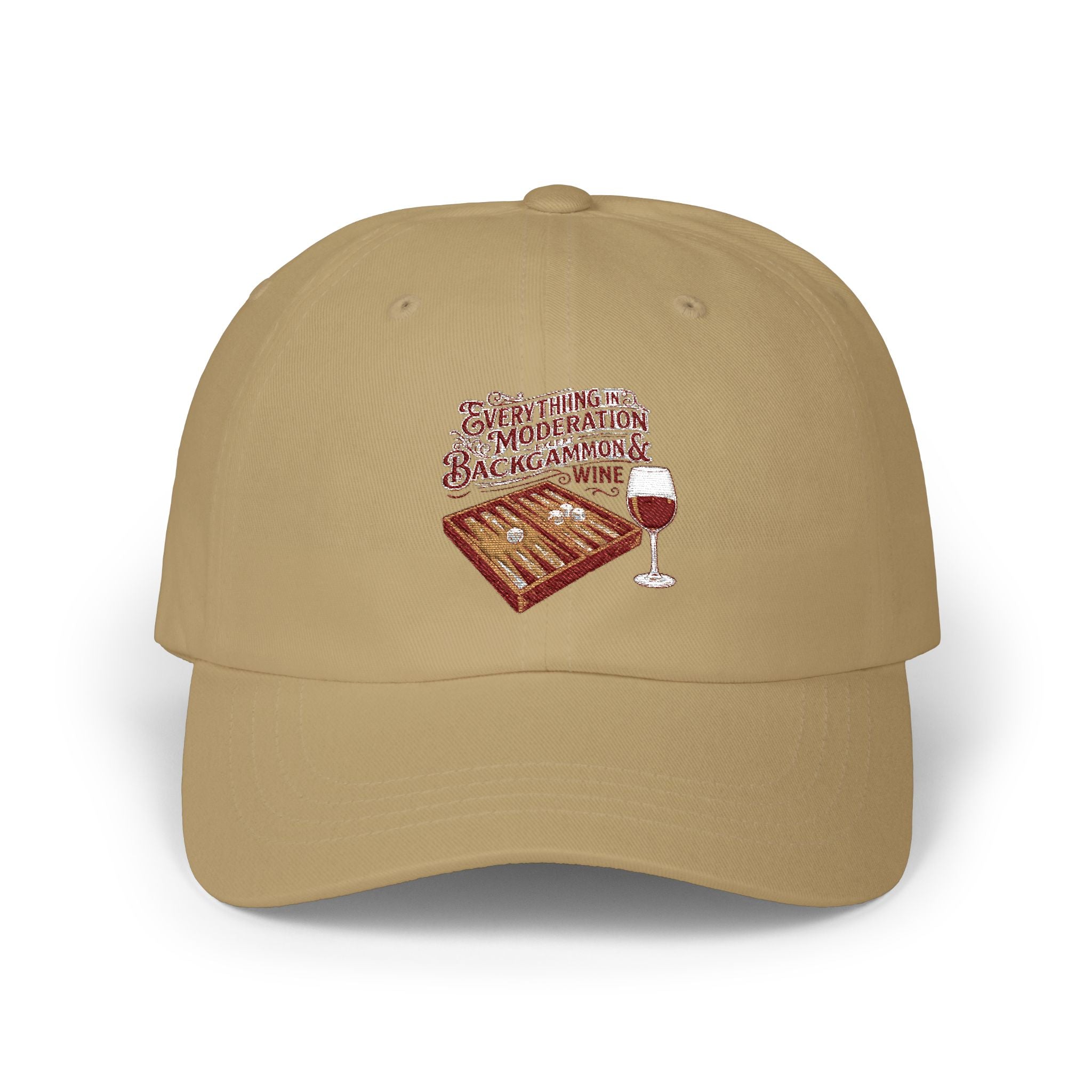 Everything In Moderation Except Backgammon And Wine Embroidered Baseball Hat