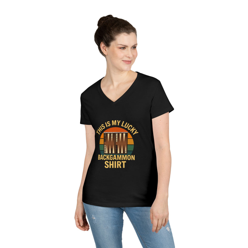 This Is My Lucky Backgammon Shirt Ladies' V-Neck T-Shirt