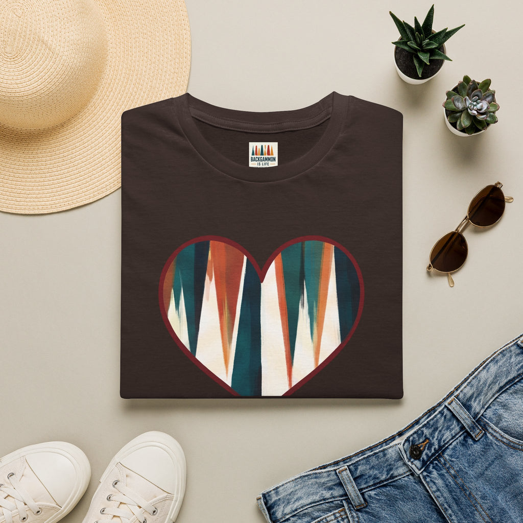 Backgammon Heart T-Shirt — "Kindness & Backgammon: Always a Good Move"