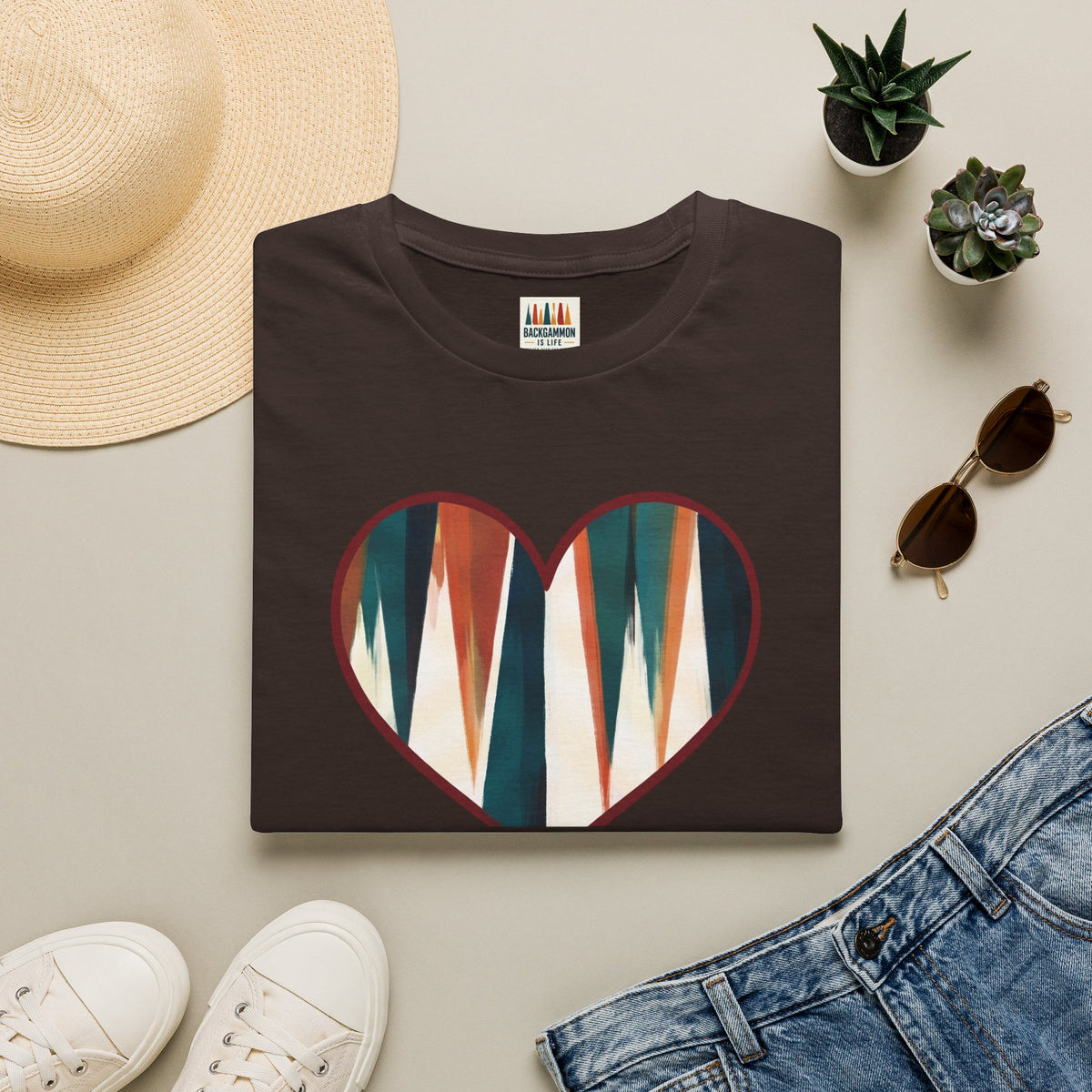 Backgammon Heart T-Shirt — "Kindness & Backgammon: Always a Good Move"