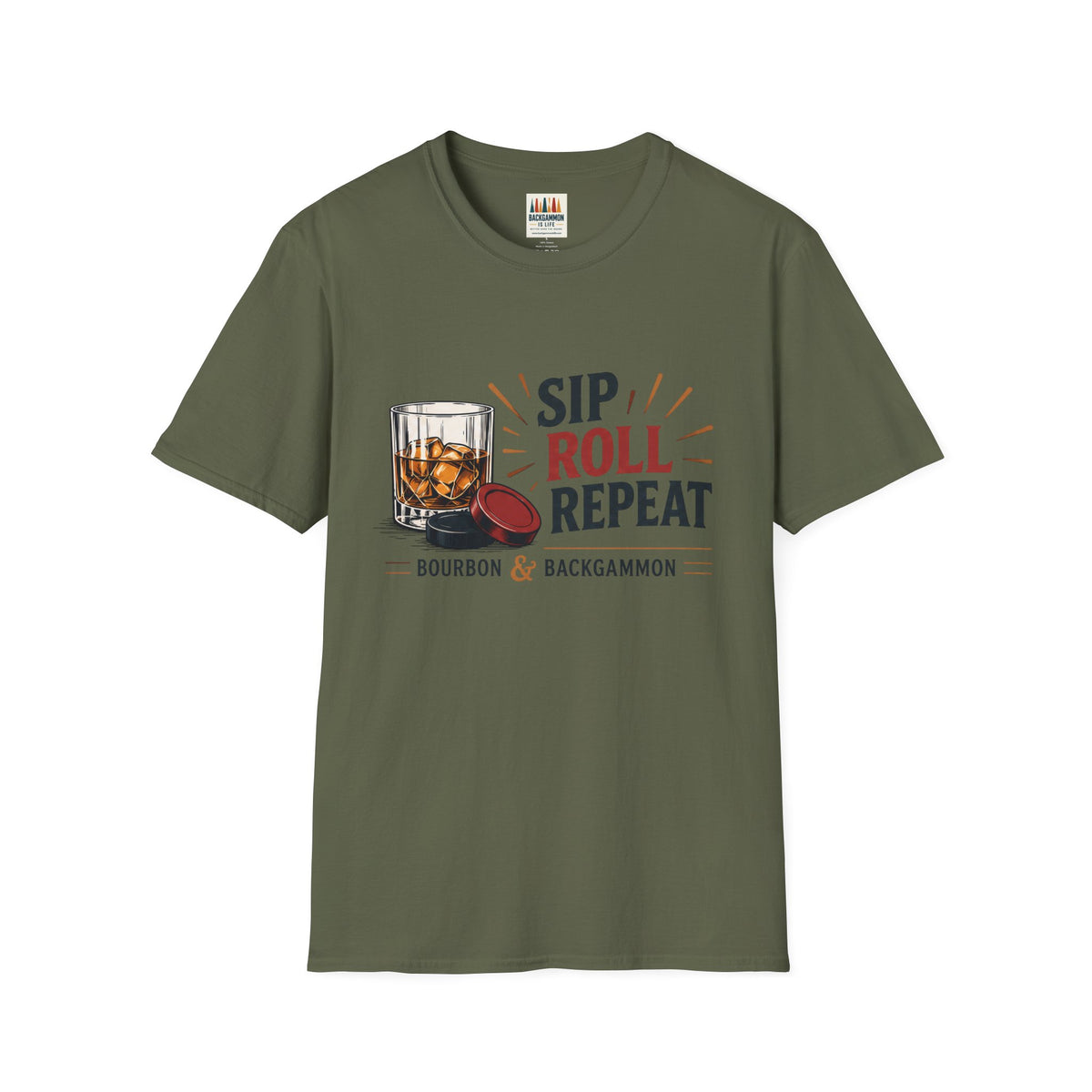 Sip Roll Repeat T-Shirt — Bourbon & Backgammon Tee