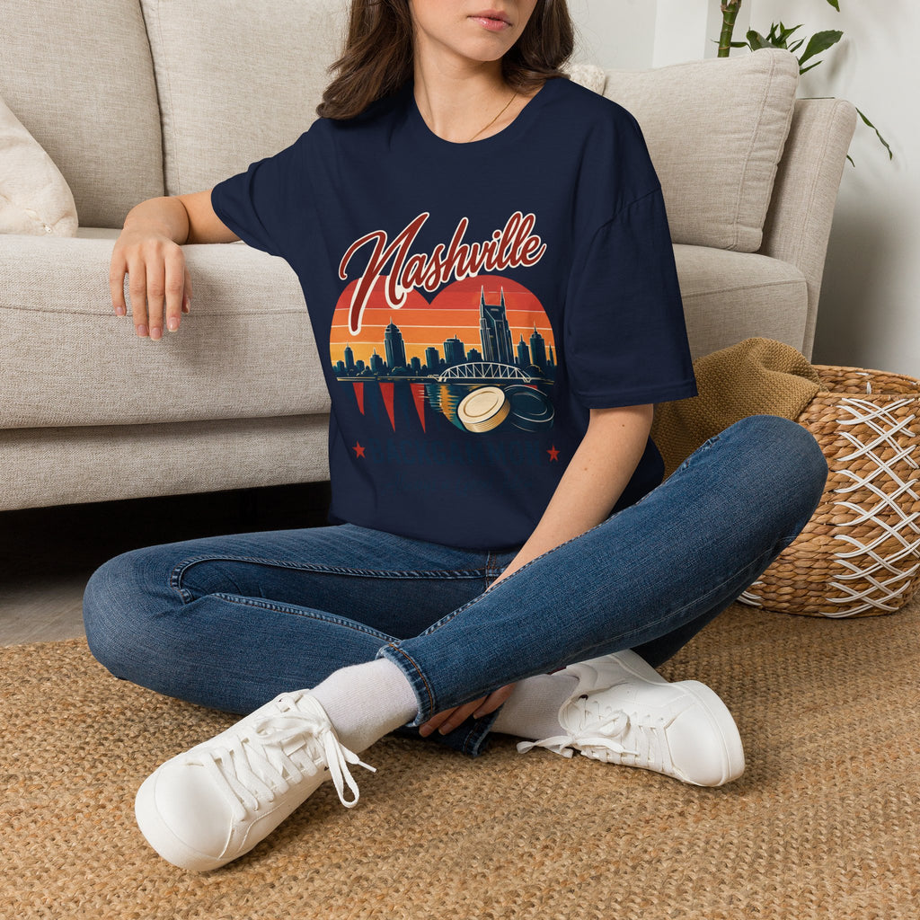 Nashville Backgammon T‑Shirt — Vintage Skyline Game Night Tee