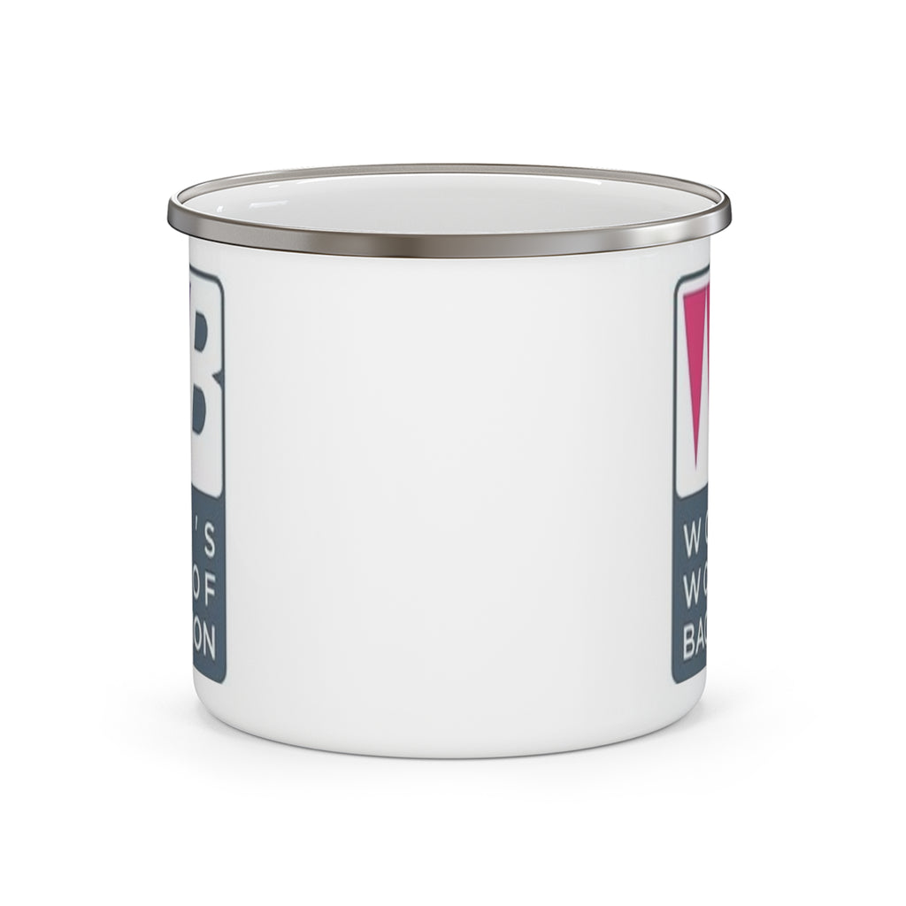 Women's World of Backgammon Enamel Camping Mug — Logo Campfire Coffee Cup