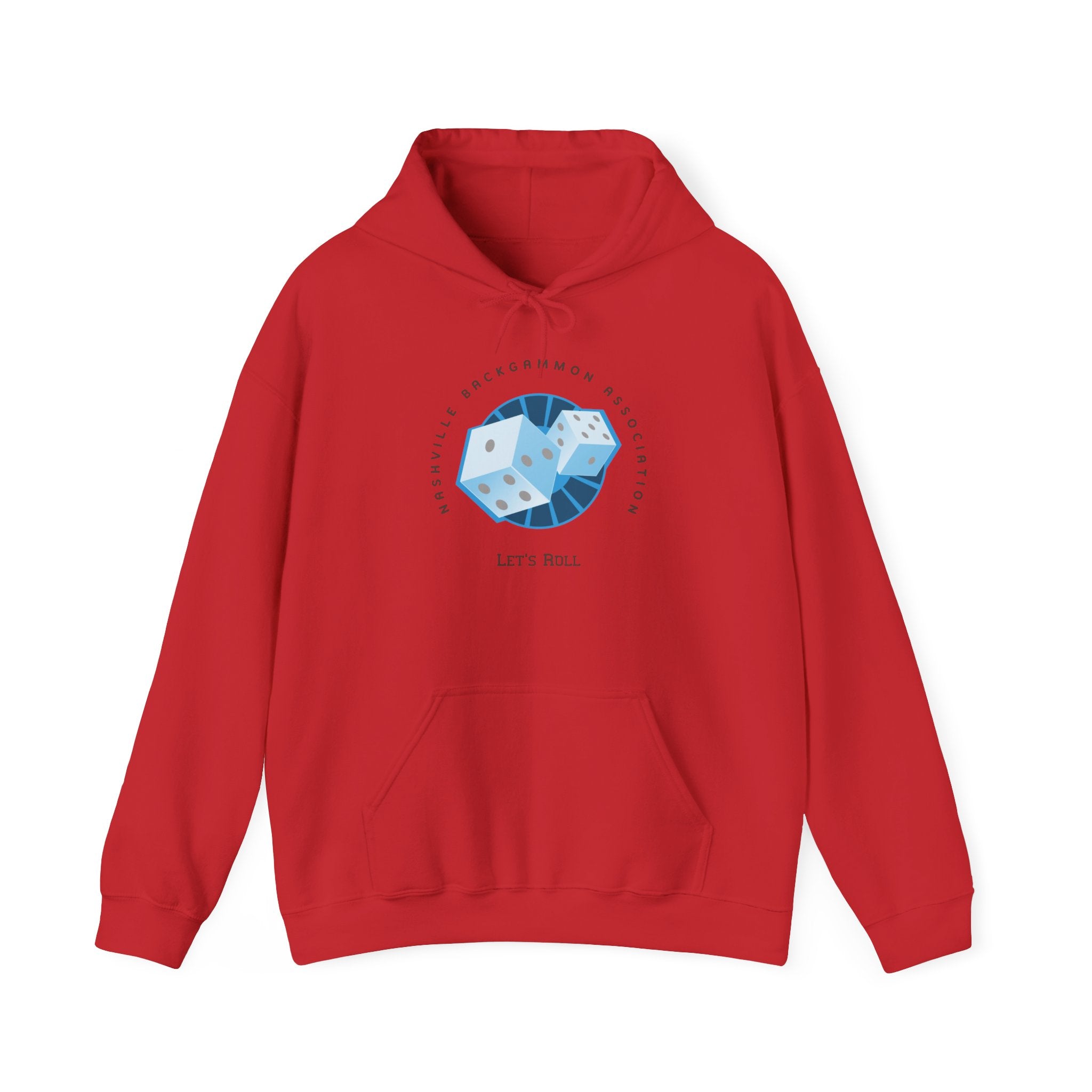 Nashville Backgammon Association Hoodie - 'Let's Roll' Blue Dice Graphic Gaming