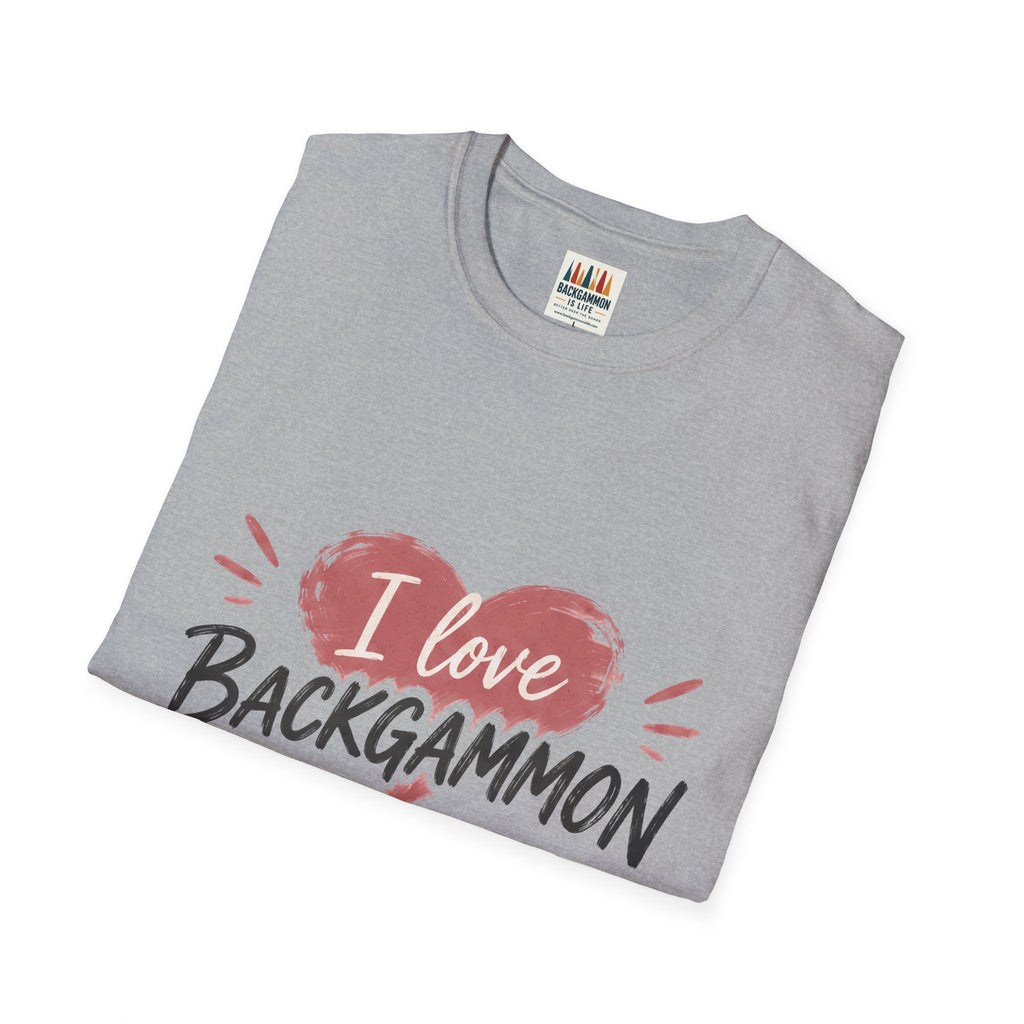 Backgammon Heart T-Shirt — "I Love Backgammon" Casual Tee
