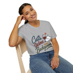 Cats, Wine & Backgammon T-Shirt — Funny Cat Lover Graphic Tee