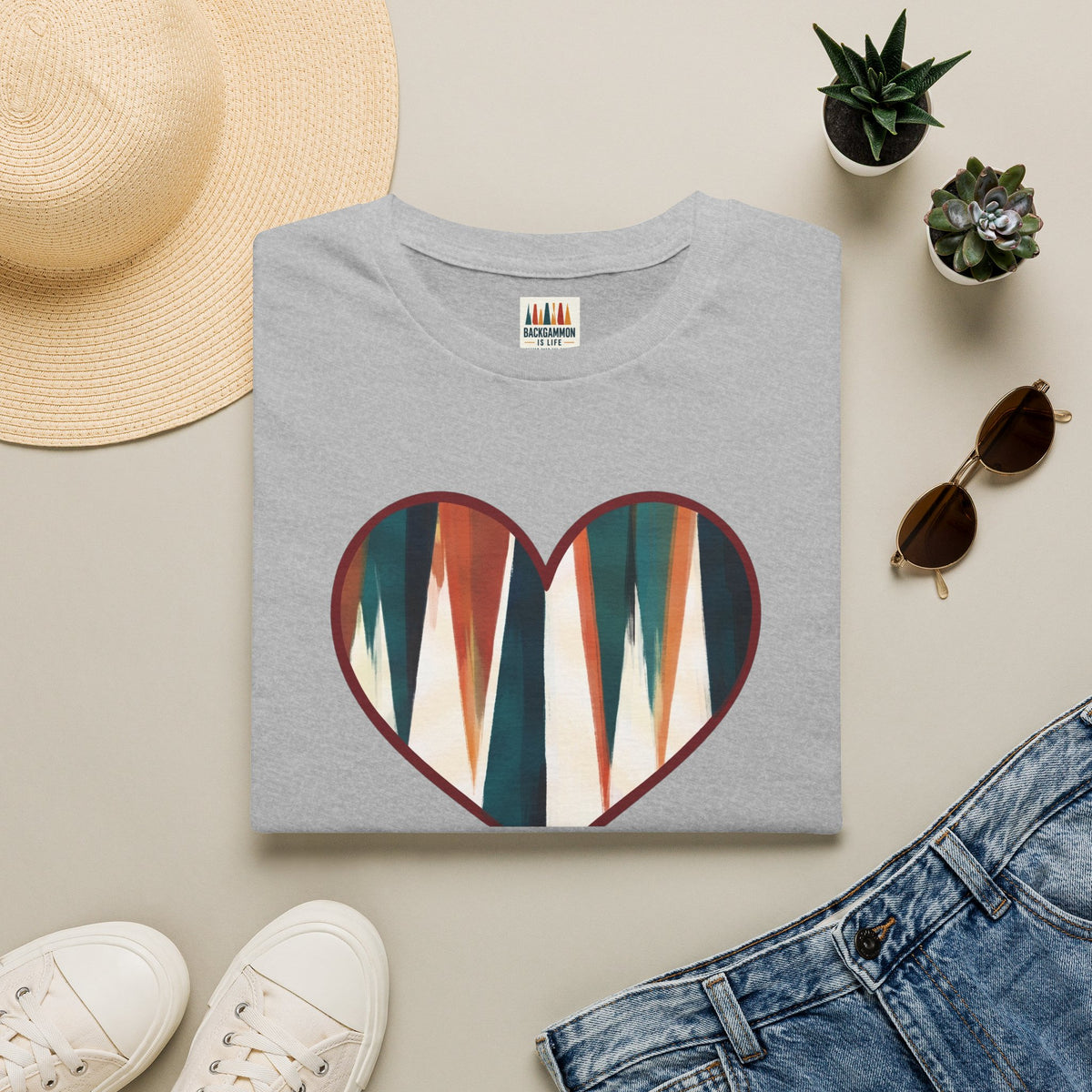 Backgammon Heart T-Shirt — "Kindness & Backgammon: Always a Good Move"