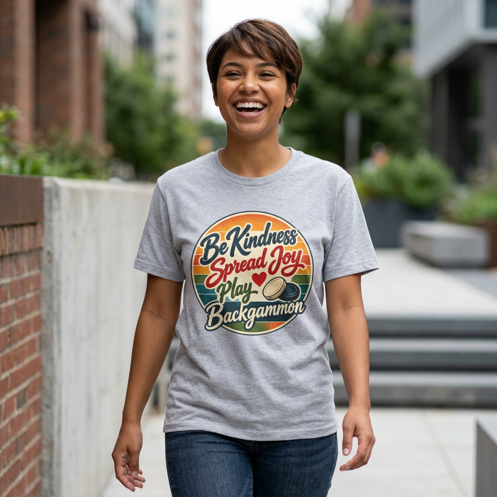 Backgammon T-Shirt — “Be Kindness Spread Joy Play Backgammon 2” Retro Graphic Tee
