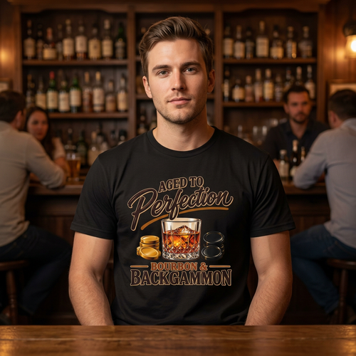 Aged to Perfection – Bourbon & Backgammon T-Shirt