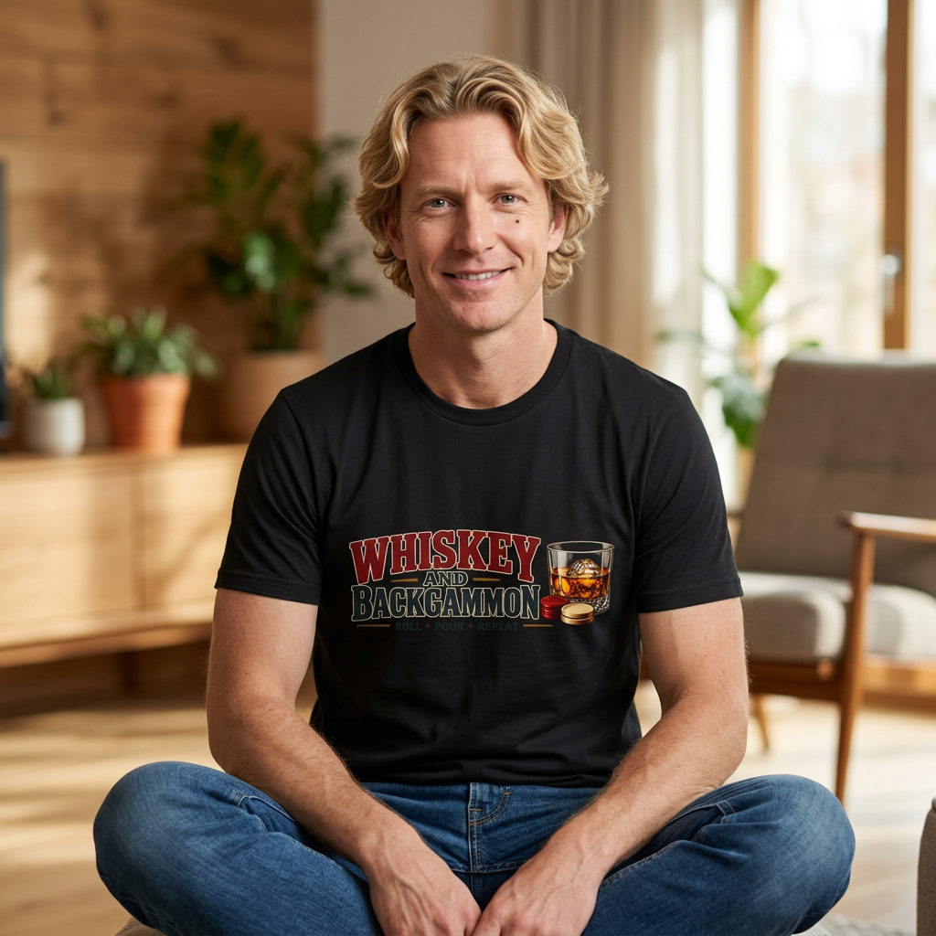 Whiskey and Backgammon T-Shirt — Vintage Bar Game Tee