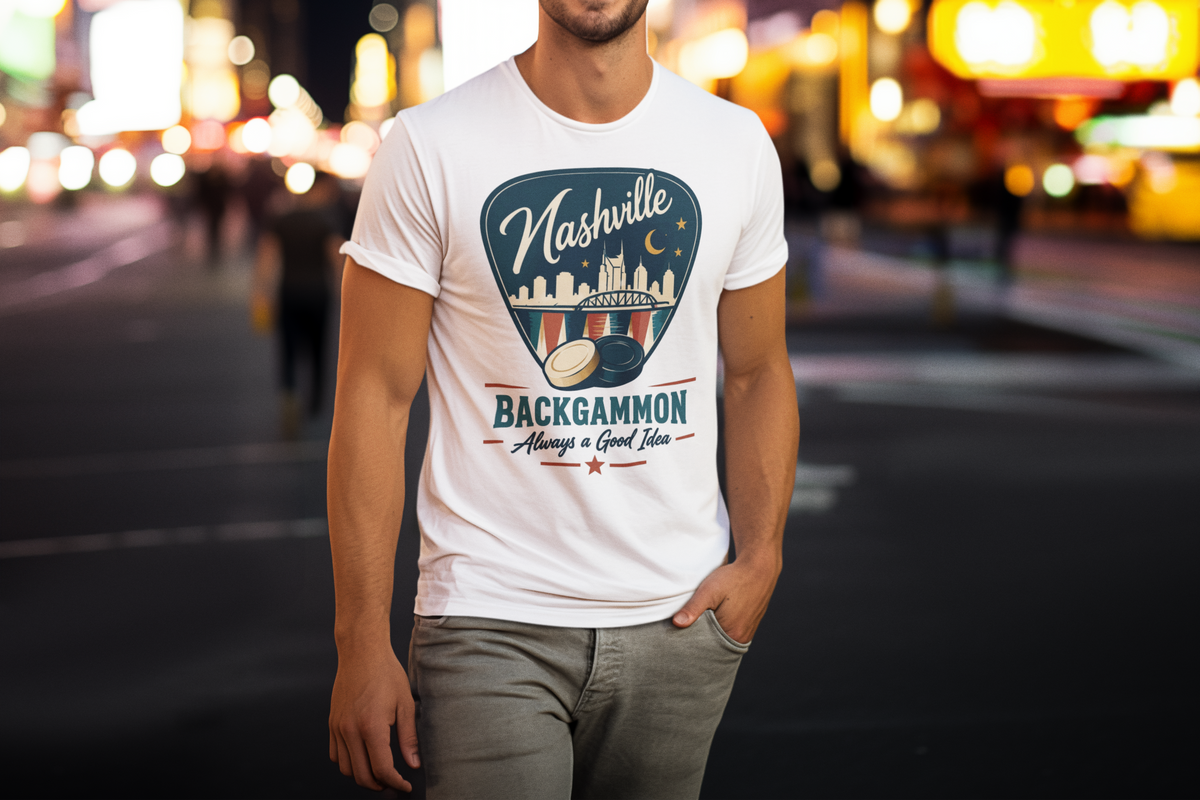 Nashville and Backgammon 2 T-Shirt — "Always a Good Idea" Vintage City Game Tee