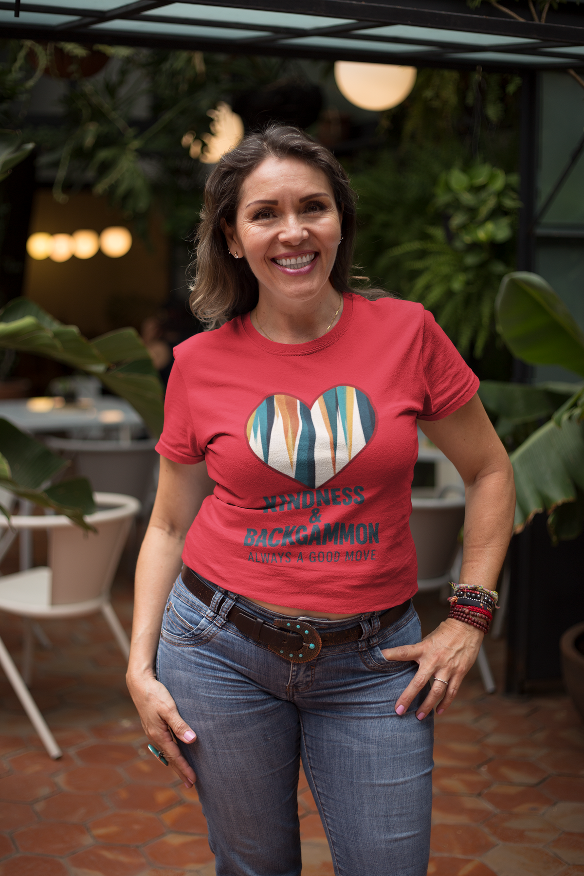 Backgammon Heart T-Shirt — "Kindness & Backgammon: Always a Good Move"