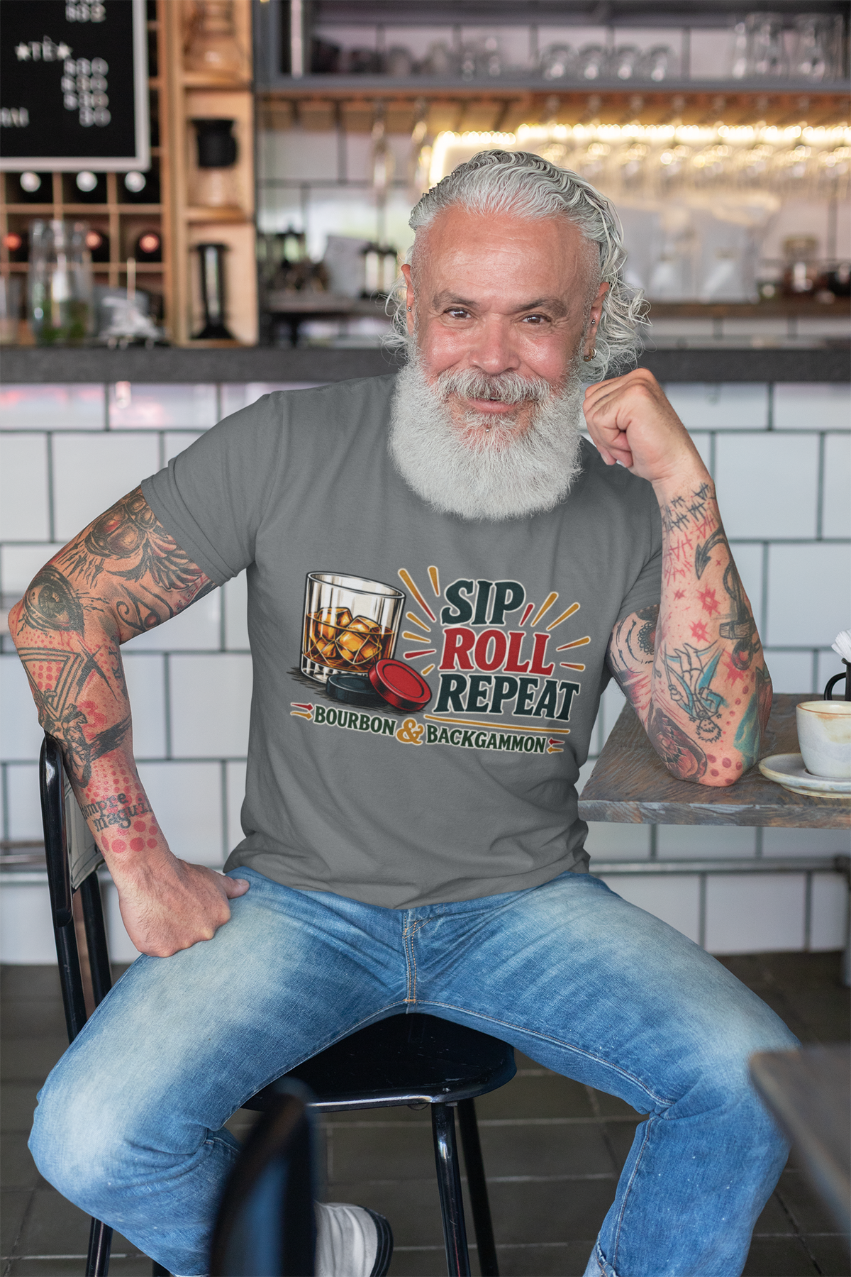 Sip Roll Repeat T-Shirt — Bourbon & Backgammon Tee