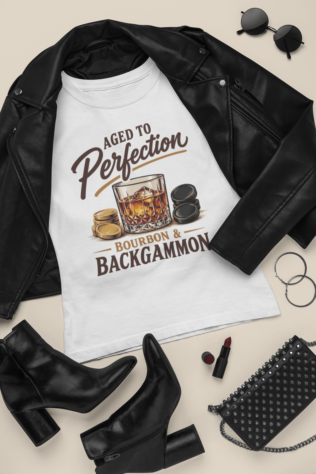 Aged to Perfection – Bourbon & Backgammon T-Shirt