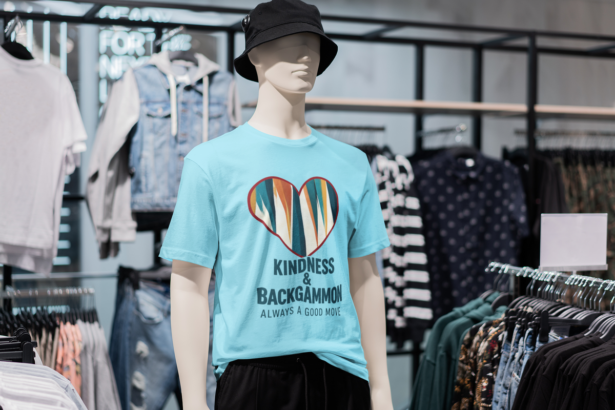 Backgammon Heart T-Shirt — "Kindness & Backgammon: Always a Good Move"