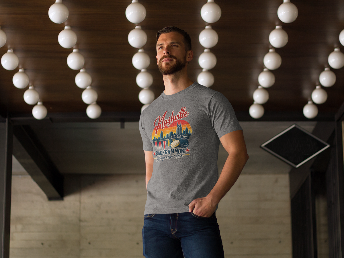 Nashville Backgammon T‑Shirt — Vintage Skyline Game Night Tee